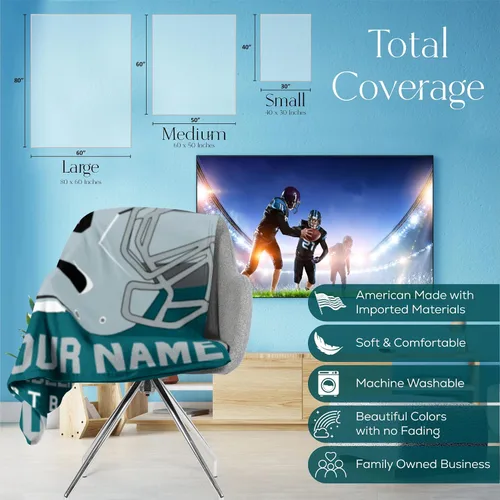 Miniatura 131 de Manta personalizada para fanáticos del fútbol americano – Se envía al día siguiente – Hecha en Estados Unidos – Manta de vellón personalizada