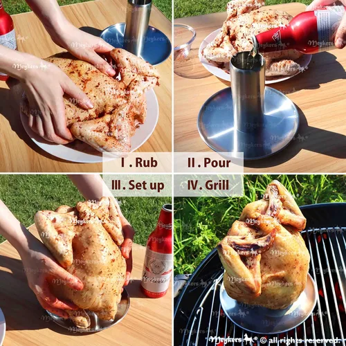 Miniatura 3 de Meykers Soporte para Latas de Cerveza para Pollo [Nueva Versión Mejorada] Pack de 2 para Parrilla, Ahumador, Horno Soporte Vertical para Pollo