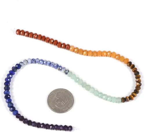 Miniatura 2 de 7 chakras piedras preciosas de 0.236 in de piedras preciosas facetadas Rondelle sueltas cuentas para hacer joyas DIY cuentas de 16 pulgadas