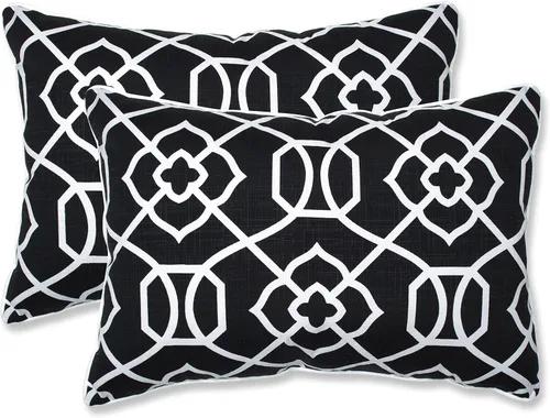 Miniatura 40 de Pillow Perfect Trellis - Almohadas para interiores y exteriores, 2 unidades, lumbares, 11.5 x 18.5 pulgadas, color negro