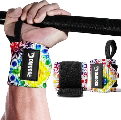 Miniatura 19 de DMoose Fitness Muñequeras para levantamiento de pesas de 18 pulgadas – Envoltura de gimnasio resistente con lazo para el pulgar para apoyo y alivio