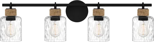 Miniatura 12 de Quoizel Naturals Baltic - Luces modernas de tocador de 14.5 pulgadas, 2 luces, estilo costero, color negro mate y cristal de agua transparente
