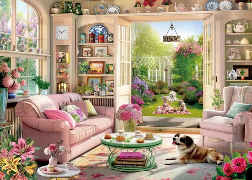Miniatura 10 de Rompecabezas de jardín de plantas de flores de 1000 piezas para adultos, rompecabezas de jardín natural de primavera, rompecabezas de cabina