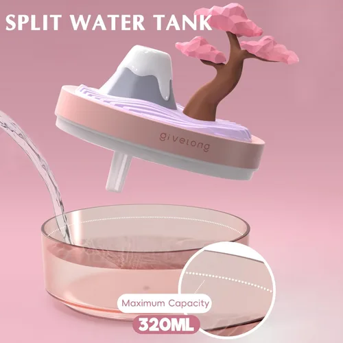 Miniatura 2 de Mini humidificador para dormitorio, humidificador de aire silencioso con decoración de paisaje para guardería, oficina, habitación pequeña y Cerezo