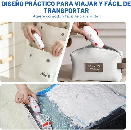 Miniatura 6 de VMstr Paquete de 15 bolsas de almacenamiento al vacío de viaje con bomba USB, sello de embalaje al vacío para equipaje y maleta, ahorro de espacio