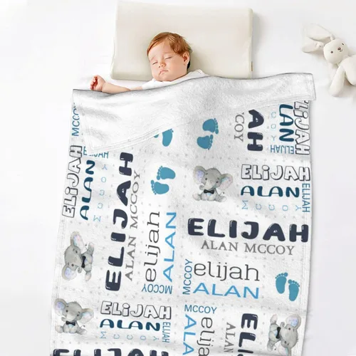 Miniatura 3 de Mantas de bebé personalizadas para niñas y niños con nombre, mantas personalizadas para niños, artículos de bebé personalizados, regalos Elefante