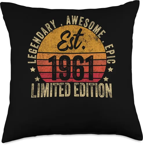 Miniatura 4 de 62nd Birthday Vintage 62 Year Old Est 1961 Limited Edition Throw Pillow