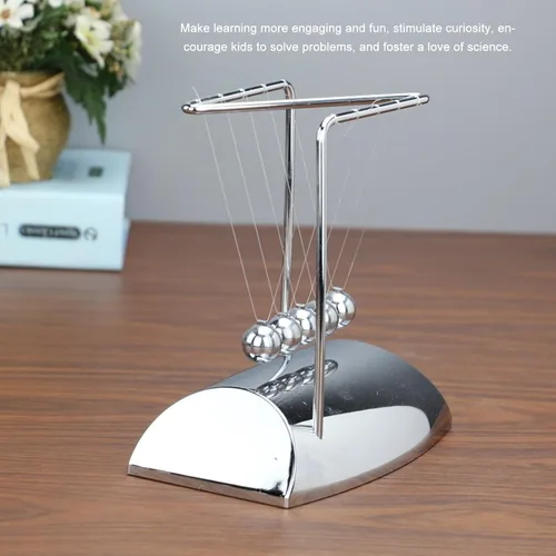 Miniatura 2 de Newton - Péndulo de cuna con 7 bolas de acero, bolas de balanceo clásicas de equilibrio, bolas de movimiento perpetuo de Newtons en forma de Z