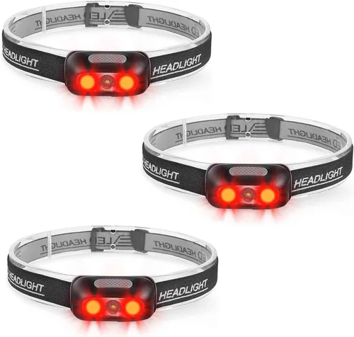 Miniatura 13 de Linterna frontal recargable, ultra brillante de 500 lúmenes, 5 modos de iluminación con luz roja, IPX4, impermeable, correa ajustable, linterna