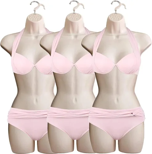 Miniatura 6 de Maniquí Femenino de Cadera de Torso Largo Espalda Hueca Cuerpo Apilable Forma de Vestido con Gancho Colgante para Exhibición de Camisetas, Encimera