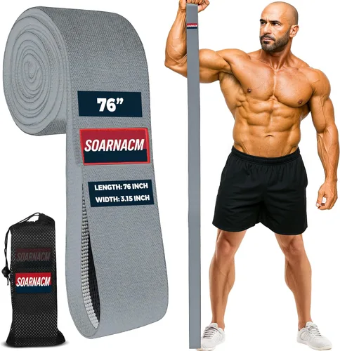 76-Inch Extended-Length Resistance Bands – Heavy-Duty Black Fabric Workout Bands for Strength, Mobility, Stretching & Full-Body Training – Durable