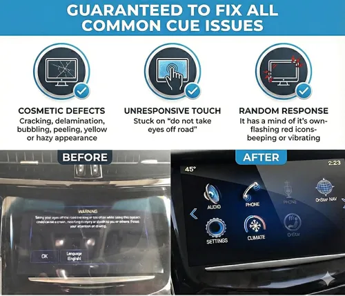 Miniatura 2 de Reemplazo de pantalla táctil Cadillac CUE Premium – Chip de modo dual original Cuescreens y pantalla HD libre de gel – Digitalizador de calidad OEM