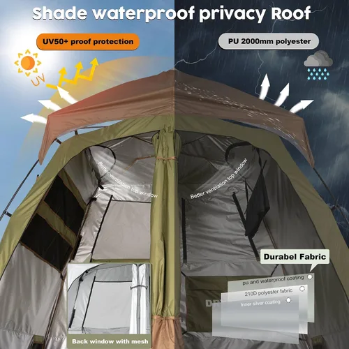 Miniatura 5 de Porayhut Camping Shower Tent Deluxe Changing Room Easy Set Up Privacy Shelter,Large Toilet Tent with Floor Drain Design for Beach, Camping,Hiking