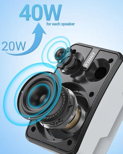 Miniatura 9 de Inwa Altavoces Bluetooth para exteriores, IPX5 resistente al agua de 400 W, potente sistema de sonido para interiores y exteriores, sincronización