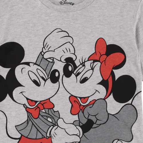 Miniatura 5 de Disney Camisa de moda de Mickey Mouse para mujer, cuello redondo recortado con estampado de manga