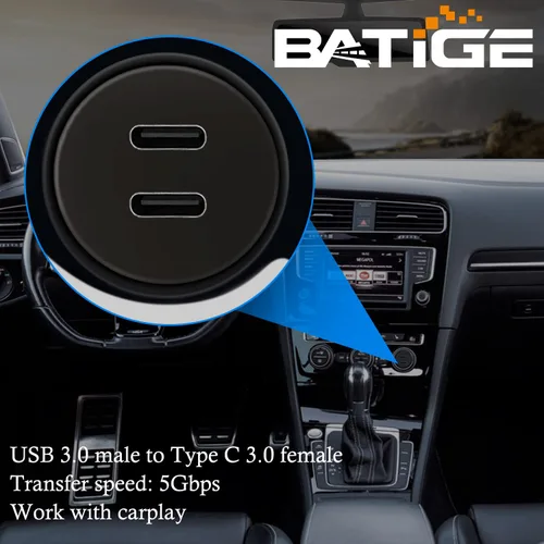 Miniatura 2 de Cable de doble puerto USB 3.0 macho a tipo C 3.0 hembra, 2 puertos, para montaje en coche, camión, barco, motocicleta, salpicadero, panel, 3 pies