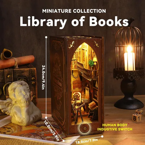 Miniatura 5 de Flever Kit en Miniatura DIY Book Nook para Casa de Muñecas, Decoración de Inserto DIY Booknook para Estantería, Kit en Miniatura de Madera 3D
