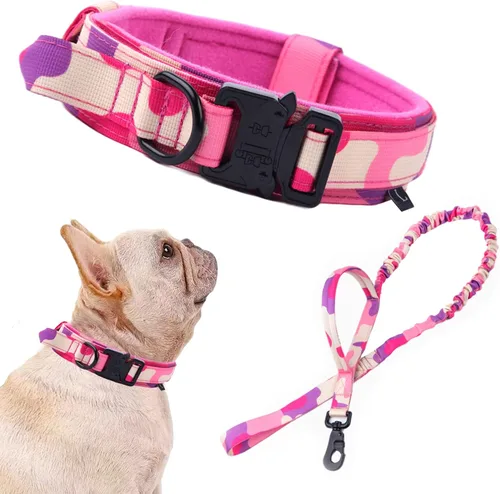 Miniatura 48 de Collar táctico para perro, ajustable, militar, de nailon, con asa de control y hebilla de metal resistente para perros medianos y grandes (negro, S)