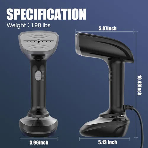 Miniatura 8 de Vaporizador de tela portátil potente - 1800W con placa de calentamiento rápido de cerámica, planchado y removedor de arrugas 2 en 1, boquilla