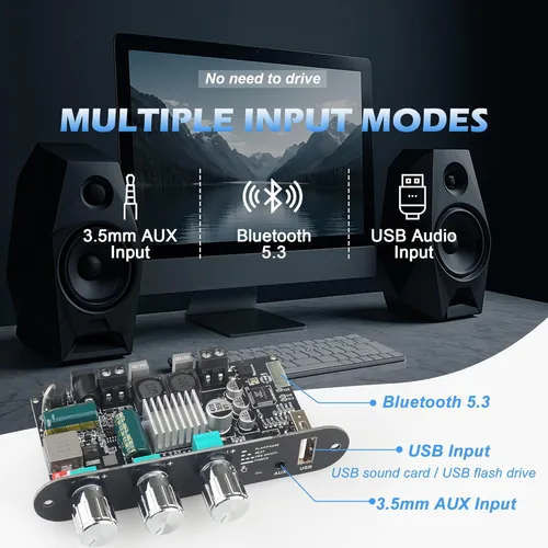 Miniatura 4 de 2 unidades de placa de amplificador mono ZK-1001U con TWS, salida de potencia de 100 W, amplificador para vehículos con entrada de voltaje amplio