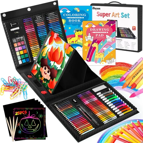iBayam Kit de arte, paquete de 251 suministros de arte, kits de dibujo, caja de regalo para artes y manualidades, caja de regalo para niños,
