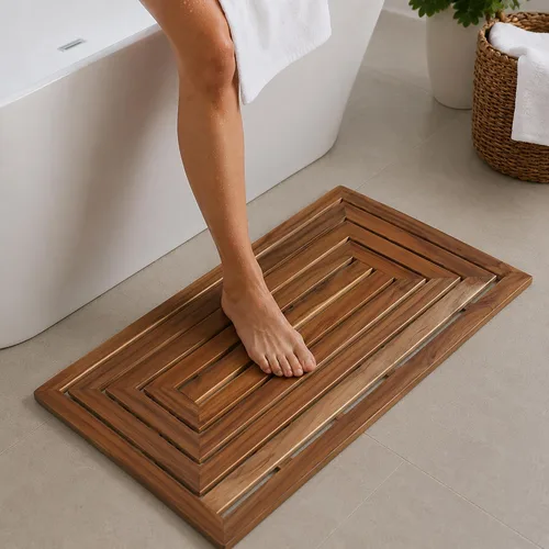 Miniatura 11 de Tapete de baño de teca - Tapete de ducha de baño - Alfombra de ducha de madera - Alfombra de ducha mate - Tapete de ducha de madera - Tapetes