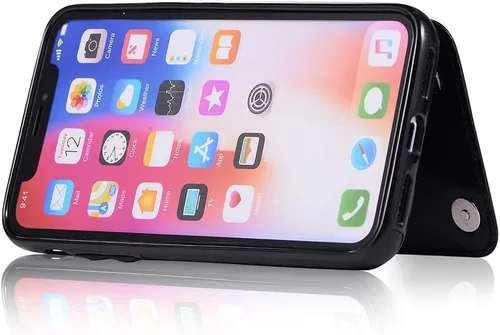 Miniatura 6 de Funda de teléfono para iPhone Xs X 10 10s con protector de pantalla de vidrio templado, tarjetero con soporte para tarjetero, funda de cuero