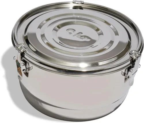 CVAULT Contenedor de almacenamiento de 1/2 libra, hermético y resistente a la luz, acero inoxidable de grado alimenticio, incluye 62% de humedad