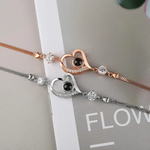 Miniatura 14 de Godchoices Pulsera de fotos personalizada, pulsera de proyección de fotos con imagen en el interior, collar con texto en inglés "I Love You