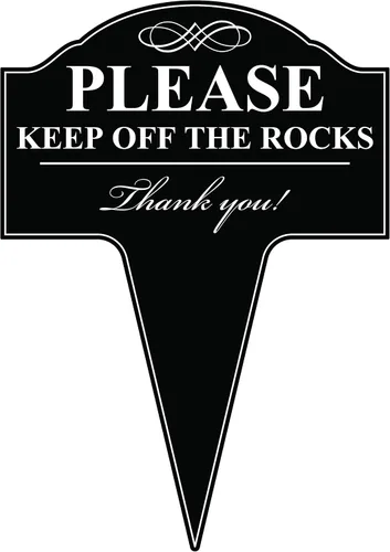 Miniatura 2 de Letrero de aluminio con texto en inglés «Please Keep Off The Rocks» para patio, 10 x