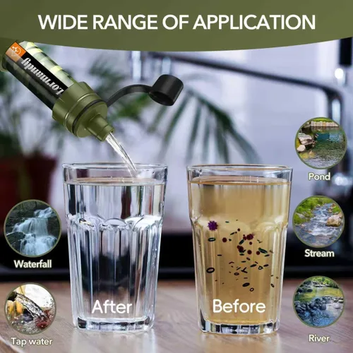 Miniatura 3 de Filtro de agua con pajita, purificador de agua portátil, sistema de filtración de agua, purificación de paja de agua reutilizable, equipo de Verde