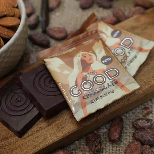 Miniatura 3 de The Good Chocolate - Almendras saladas Keto Chocolate Squares, cero azúcar, aperitivo bajo en carbohidratos netos, calorías más bajas, caramelo