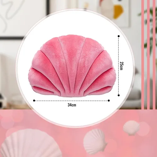 Miniatura 2 de Marsui Almohada decorativa de concha de mar rosa, almohada de 13 pulgadas en forma de concha rosa, regalo 3D inserto para playa, terciopelo suave