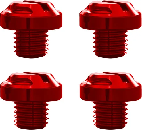 4 tapones para agujeros de espejo rojo para motocicleta, 2 regulares+2 reversas M10x1.25 (rojo, M10>2 regular + 2 reverso)