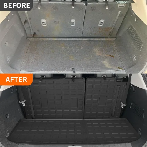Miniatura 3 de powoq Tapete de carga compatible con Nissan Pathfinder 2022-2026 con protector de asiento trasero, TPE de repuesto para accesorios Nissan Pathfinder