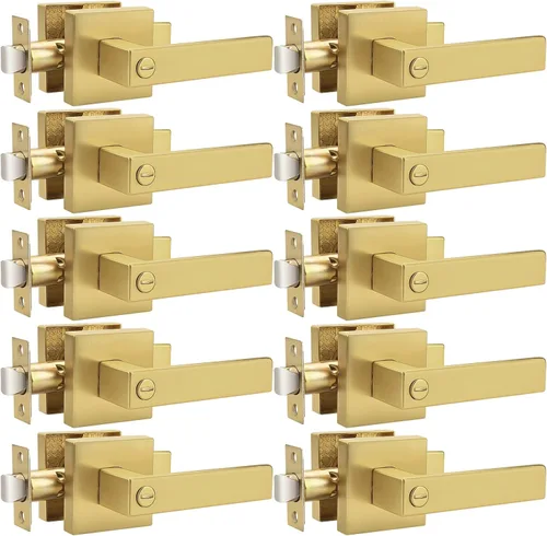 Miniatura 100 de Probrico Paquete de 4 manijas de puerta simuladas en negro mate, manijas interiores que no giran, manijas reversibles resistentes para interiores