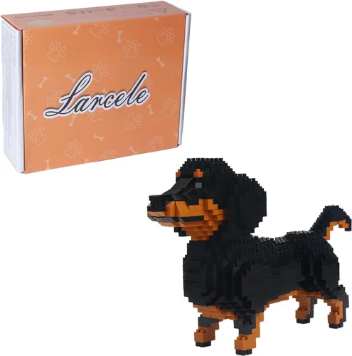 Miniatura 7 de Larcele Mini bloques de construcción conjunto de animales, ladrillos de juguete de construcción micro 3D DIY, 934 piezas KLJM-05 (Schnauzer)