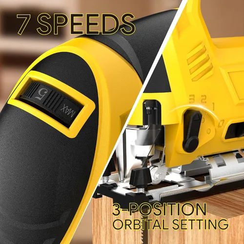 Miniatura 2 de Sierra de calar inalámbrica compatible con batería Dewalt de 20 V Max (sin batería), sin escobillas, velocidad variable, cortes biselados de 45°, 3
