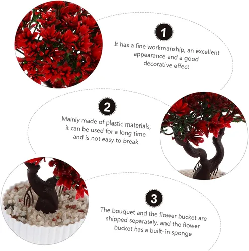 Miniatura 4 de Yardwe Plantas artificiales, árbol de pino bonsái, planta sintética en maceta, arreglos florales decorativos, decoración de Feng Shui, centros
