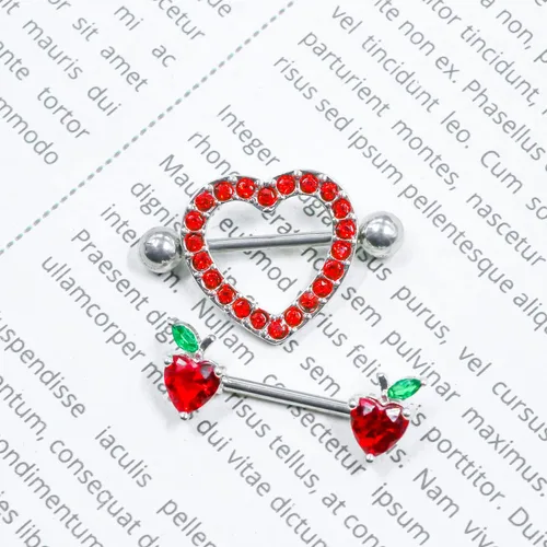 Miniatura 6 de FLOGWE 2 7 pares de anillos de pezón de corazón de calibre 14 de acero inoxidable lindo piercing de pezón joyería de pezón barbells CZ pezón joyería