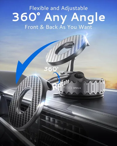Miniatura 4 de BEBEAR Soporte para Teléfono de Coche para Magsafe [78+LBS de Hiper Succión & 4400gf de Imán Más Fuerte] Montura de Teléfono Ajustable 360°
