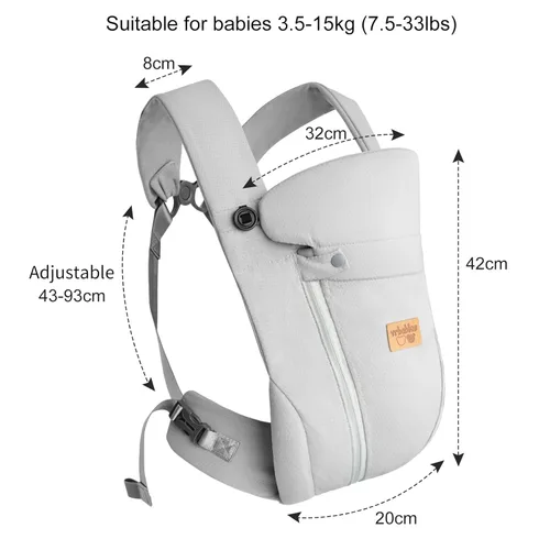 Miniatura 8 de Portabebés ergonómico para recién nacidos, con manos libres, transpirable, perfecto para bebés y bebés, regalo de ducha (gris claro)