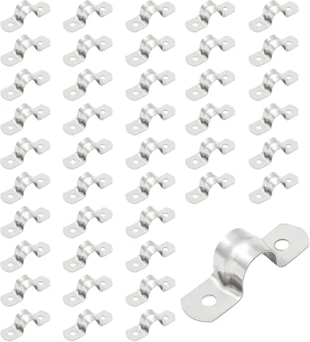 Miniatura 8 de 20 correas de tubo rígido M45, abrazaderas de conducto de acero inoxidable, correa de dos agujeros, abrazadera de tubo de soporte en U para tubos