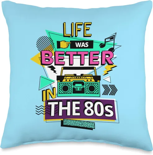 Funny 80s Nostalgia Gen X Women Gifts Life was Better in The 80s Retro Vintage Vibe Gen X - Almohada con cita de 16 x 16 pulgadas, multicolor