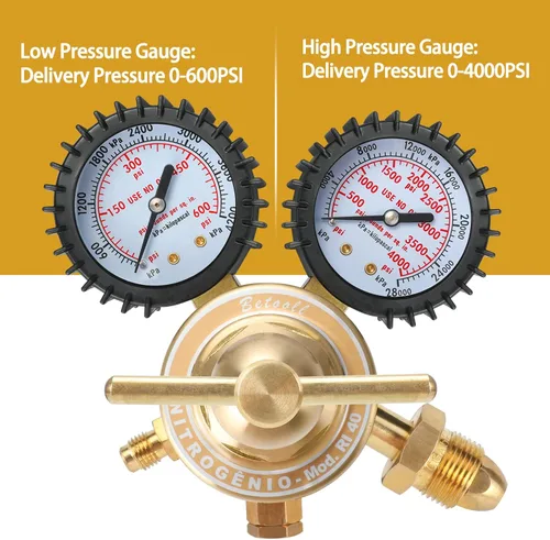 Miniatura 5 de BETOOLL Regulador de Nitrógeno - Medidor de Nitrógeno con Manguera de 78.7 pulgadas, Equipo de Presión de Entrega de 0-600 PSI con Medidores