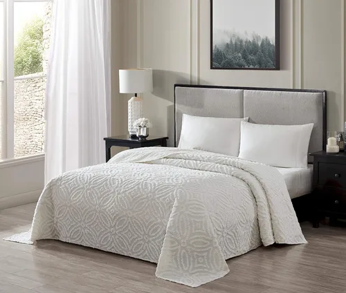 Miniatura 8 de Beatrice Home Fashions Colcha de Chenilla con Patrón Wedding Ring, Full, azul