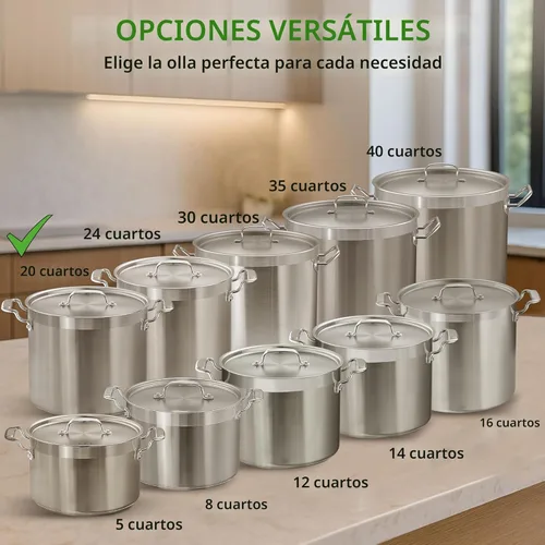 Miniatura 3 de NutriChef Olla resistente de 20 cuartos de galón con tapa de acero inoxidable, olla grande para inducción, cocinas de gas y eléctricas, perfecta
