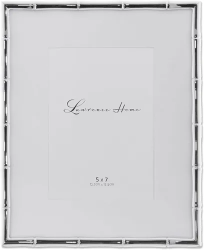 Lawrence Frames, Marco de Metal con Diseño de Bambú, 8x10, Mate 5x7, Plateado Plata