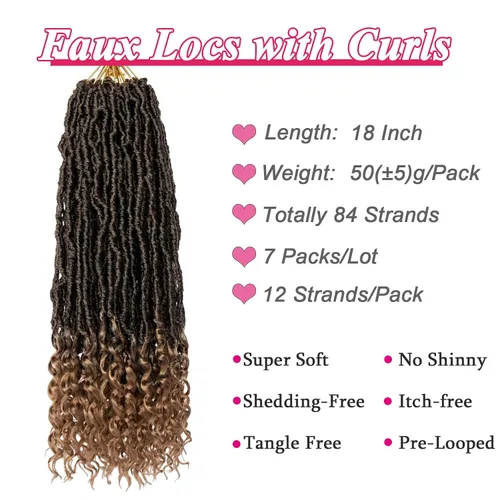 Miniatura 2 de Leeven 7 paquetes de cabello sintético tejido en crochet en rizos de diosa con ombré rubio de 18 pulgadas de largo, pre-enlazados, estilo bohemio