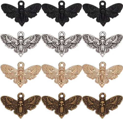 SUNNYCLUE Dijes de mariposa de Halloween a granel para hacer joyas, aretes y manualidades, aleación, No es una piedra preciosa